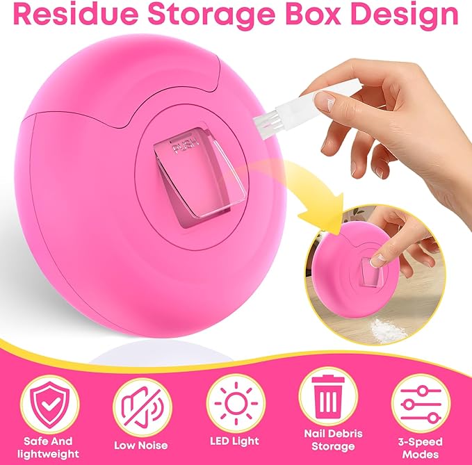 Gifts for Women Electric Nail Clipper for Adults & Seniors, 3 Speeds Automatic Nail Clipper & Trimmer with LED Light 360° Rotating Fingernail Clipper with Polisher Rechargeable Electric Nail File