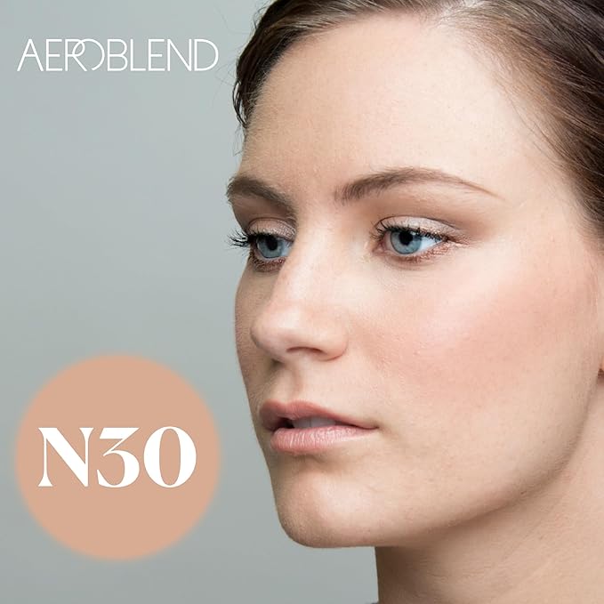 AEROBLEND Airbrush Foundation Makeup (N30) Professional, Water-Based, Buildable, skin types, 1 oz