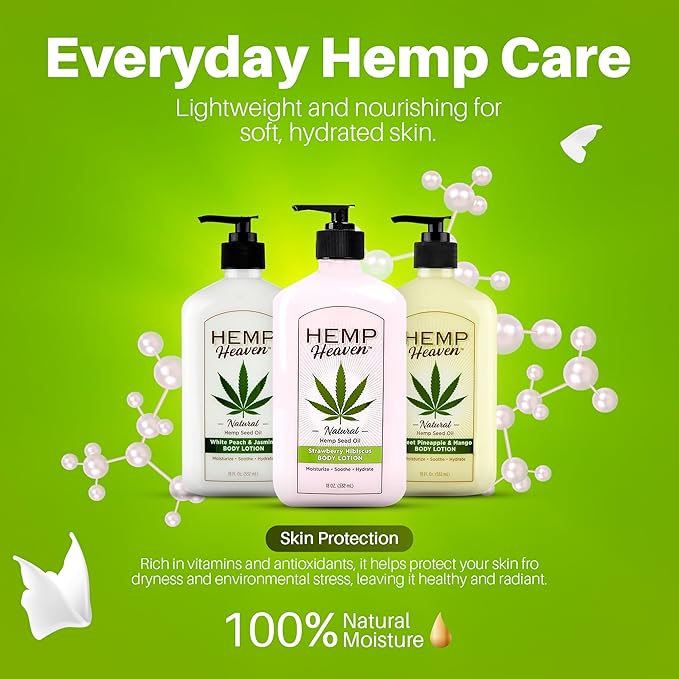 Hemp Heaven Hemp Lotion - Lotion Strawberry Dream with Strawberry Hibiscus Scent - Natural Hemp Seed Oil, Paraben-Free, 18 oz, Made in USA, Nourishing for Men & Women, EWG Verified, Anti-Aging