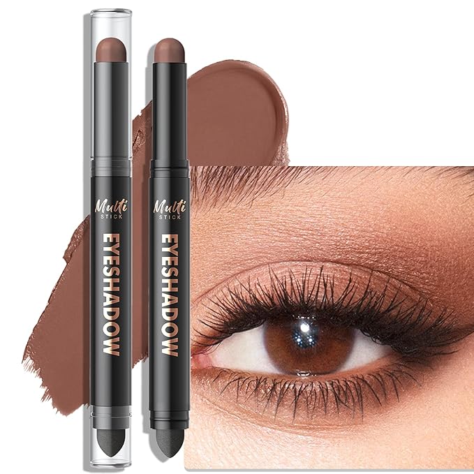 Dual-Ended Chocolate Eyeshadow Stick - Long-Lasting Cream Eye Shadow Stick Crease-Proof Matte Eyeshadow Pencil, Easily Blendable Multi-Use Neutral Eyeliner Makeup with Built-in Smudger, 13