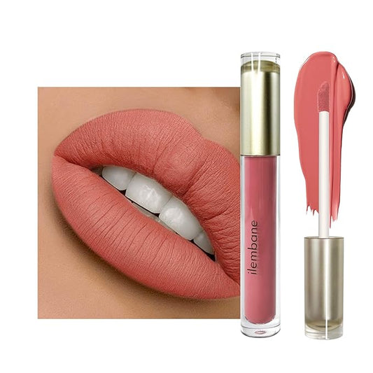 ilembane Matte Liquid Lipstick – Long-Lasting High Pigment Nude Pink Lip Color, Soft-Matte Finish, Long-Wearing, Lightweight & Comfortable, Smooth Application & Non-Transfer (Nude Pink)
