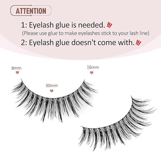 Korean Natural Lashes Japanese Spiky False Eyelashes Wispy Strip Lashes M-18