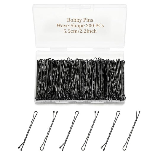 200 Pcs 2.2 Inch Wave-Shaped Bobby Pins Black Metal Hair Pins Hair Accessories for Women Stylists Hair Sticks Girl