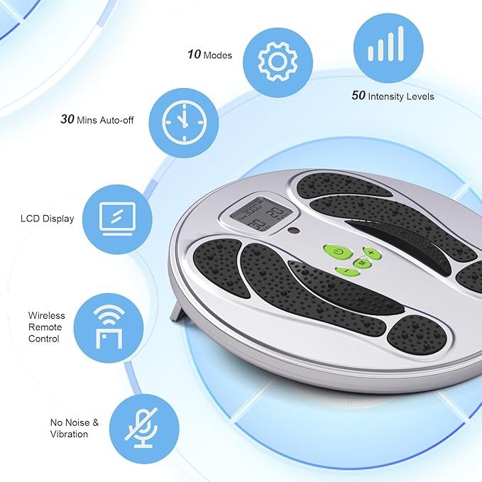 FDA Cleared - EMS Foot Massager for Neuropathy & Pain Relief, TENS Unit Foot Leg Stimulator for Circulation & Muscle Relaxation, Electric Feet Massager for Neuropathy, Gifts for Family Dad Mun Elder