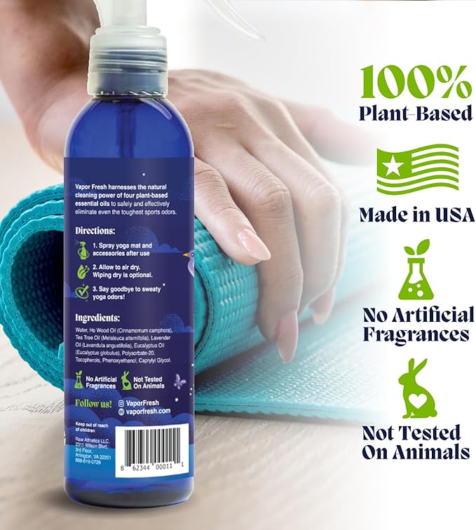 Vapor Fresh Yoga Mat Cleaner Spray, 6oz (Eucalyptus Lavender) - For Yoga Blocks, Mats, Straps and More - Powered By Essential Oils (1-Pack)