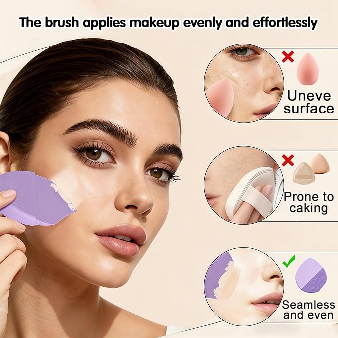 Silicone foundation make-up brush flat head, no trace, evenly apply powder, hold makeup, no time, light and thin makeup base tool (orange)