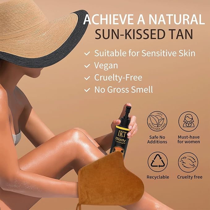 Self Tanning Mitt Applicator for Body with Thumb Hole - Reusable Sunless Tanning Glove for Even, Streak-Free Tan, Professional Application Tool for All Foams & Lotions (1P-Brown)
