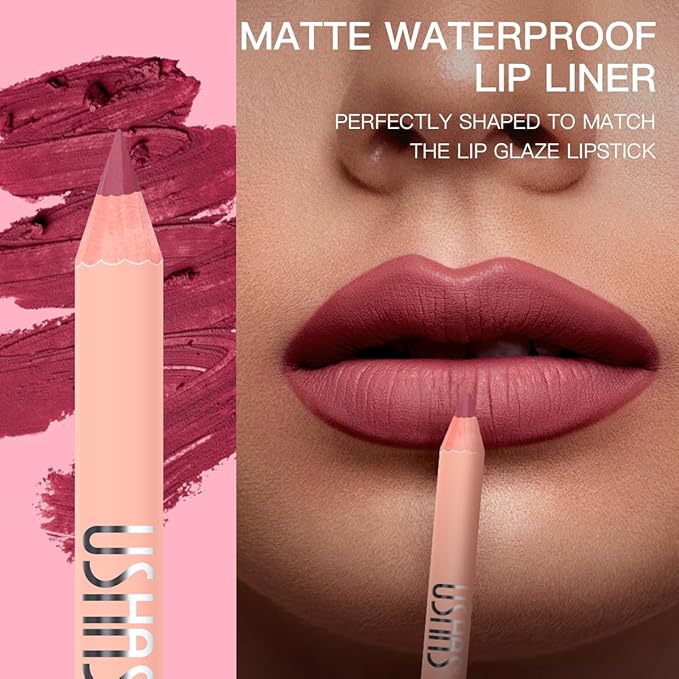 USHAS 16 Pcs Lip Liner Pencil - Matte Lip Liner Set Lip Makeup Soft Pencils for women, Natural Lip Liners Smooth Lipstick pencil (16 Colors (01-16), Pack of 1)