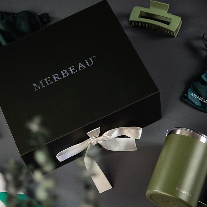 Merbeau Luxury Self Care 13 Piece Gift Set – Non-Toxic, Clean Ingredients, Naturally-Scented Essential Oils, Candle, Socks, Bar Soap, Bath Bomb, Clean Towels, Hair Clip, Tumbler & More – Spa Kit, NEW