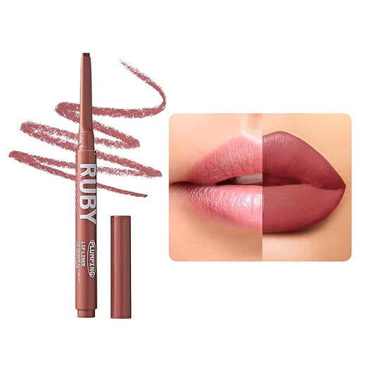 Ruby Kisses Plumping Effect Lip Liner, Semi Matte, Smudge Proof, High Pigment, Medium to Full Coverage Makeup, Precise Tip, Bold Color Lip Plumper