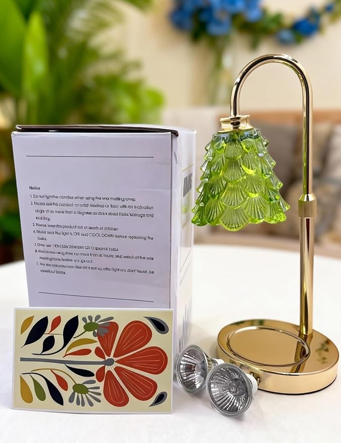 Candle Warmer, Flameless Green Candle Warmer Lamp with Timer, Adjustable lamp Candle Warmer for Jar Candles, Small Candle Warming Lamp, Cute Candle Light Warmer Candle Melter Lamp