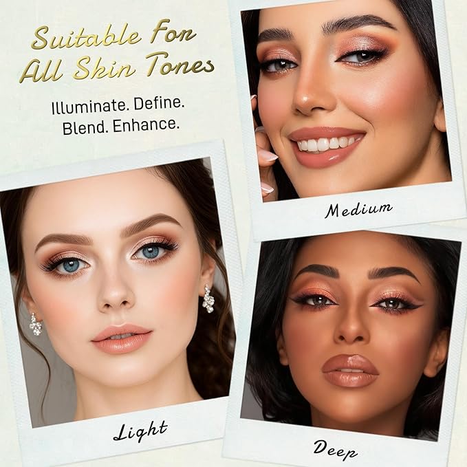 UCANBE Full Size Baked Makeup Palette Set - Include Blush, Bronzer, 8 Eyeshadows & Brushes, Pigmented All-in-One Face & Eye Compact Powder Beauty Valentine Gift Kit for Starter & Pros, Travel Friendly