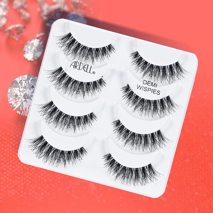 Ardell Demi Wispies False Eyelashes, Black - Full Volume Wispy Lashes, Reusable Strip Lashes Natural Look, Eye Makeup Enhancement, 2 Pack