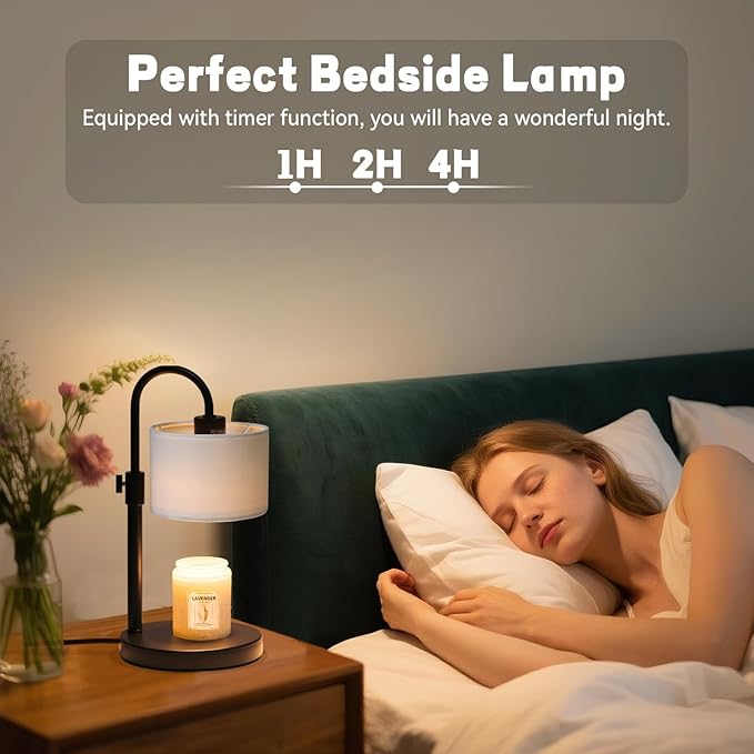 Candle Warmer Lamp with Timer, Dimmable Candle Wax Warmer Candle Lamp Warmer with 2 Bulbs, House Warming Gifts Christmas Gifts for Women Bedroom Home Decor (White)