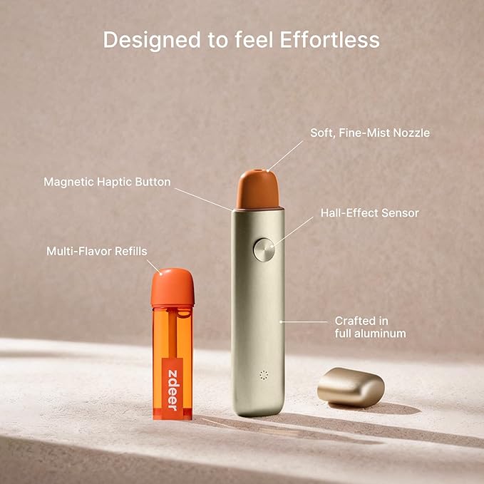 ZDEER Electric Oral Spray – Probiotic Breath Spray, Alcohol-Free Mouth Spray for Fresh Breath, Rechargeable, Travel Size, 3 Flavor Cartridges Included, Green