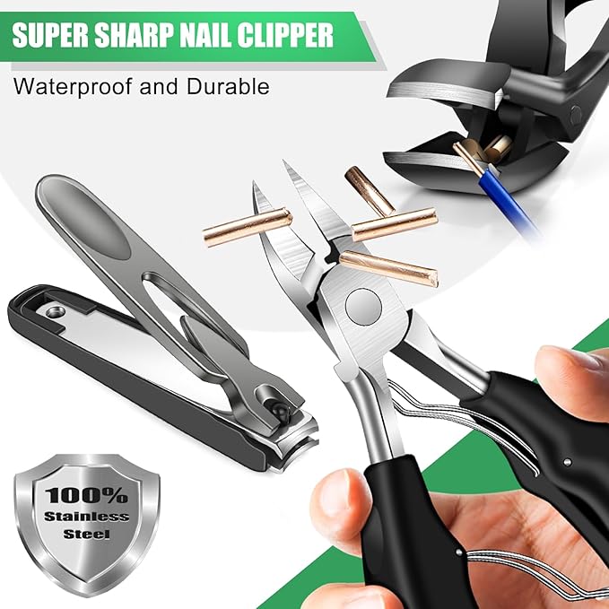 2026 Toenail Clippers for Thick Toenails for Seniors, Angled Head Large Toe Nail Clippers for Men with Wide Jaw Opening, Sharp Heavy Duty Fingernail Clipper Cutter with Catcher Long Handle