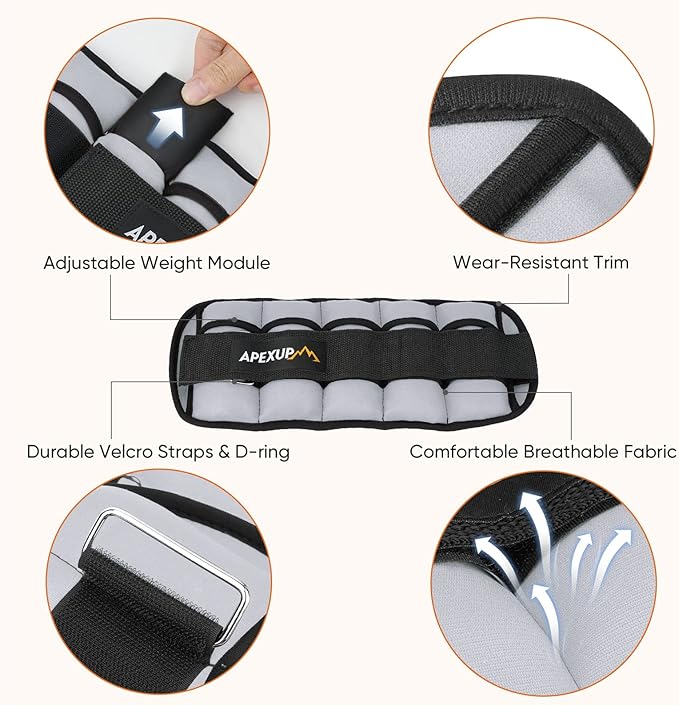 APEXUP 7 lbs/Pair Adjustable Ankle Weights for Women