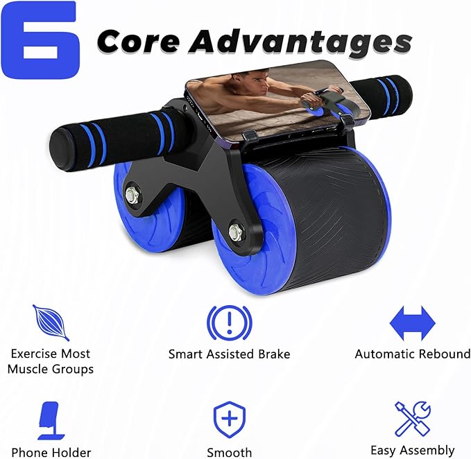 Automatic Rebound Abdominal Wheel Workout,2 Wheels