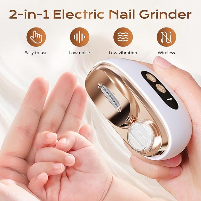 Multi Functional Electric Nail Trimmer, 2026 Upgraded 3 in 1 Electric Polishing Automatic Nail Clippers for Toenails or Hand Fingernails, Portable Rechargeable Device for Adults Seniors Care (White2)