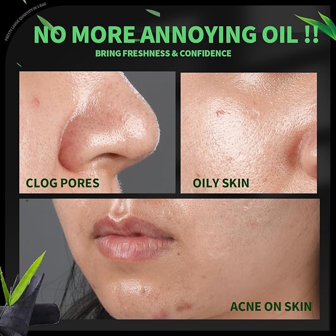 Blotting Paper for Oily Skin, Natural Bamboo Charcoal 200 Counts