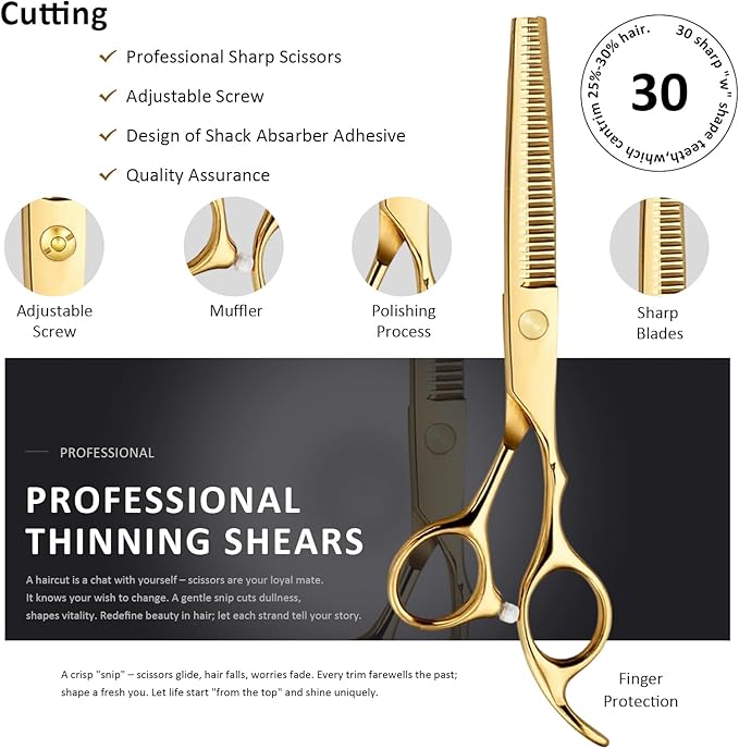 Hair Cutting Scissors Shears Kits, Barber Hair Cutting Scissors Thinning Shears Sharp Blades Hairdresser Haircut for Women/Men/Kids,and Home Use Premium 12 Pcs Professional Hairdressing Scissors