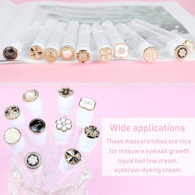 20pcs Mascara Wands Tube Reusable Lash Spoolies Golden Crystal Eyelash Brush Tubes Spoolies Lash Extension Brushes Applicators Makeup Tools (Golden Metal-2-MIX)