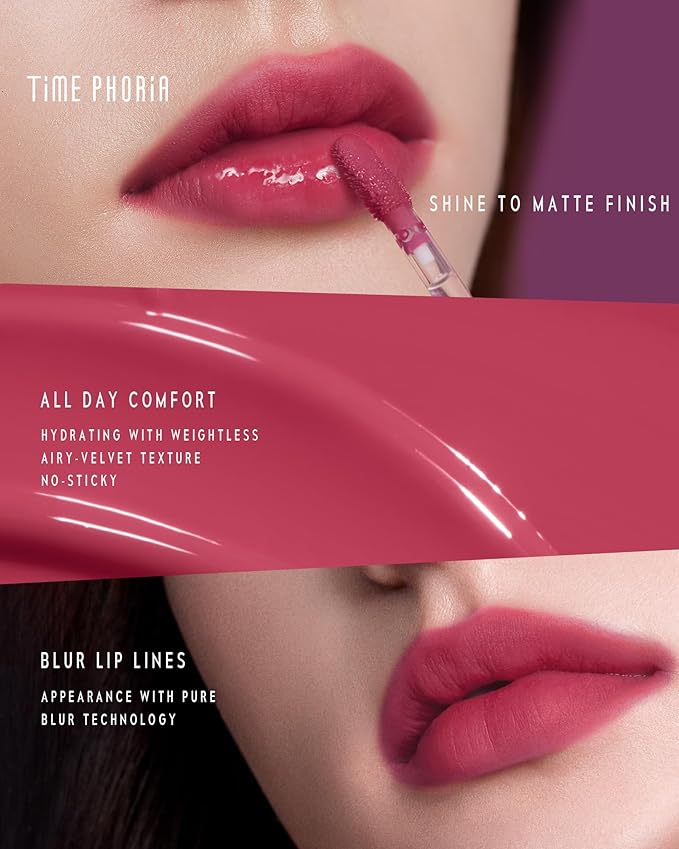 Altera Blurring Lip Tint 005 Crush, True Pink Glossy to Soft Matte Finish, Blur Lip Lines, Weightless No-Sticky Airy Velvet Texture, Vibrant Hydrating Long-Lasting Lip Makeup