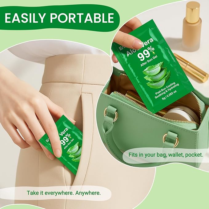 Erinde 120 Pack Aloe Vera Gel for Face, Hair & Body, 99% Pure Aloe Vera Gel for Sunburn Relief, After Sun Skin Care Relief, Skin Care Bulk Soothing Hydrating Aloe Gel Travel Size for All Skin Types
