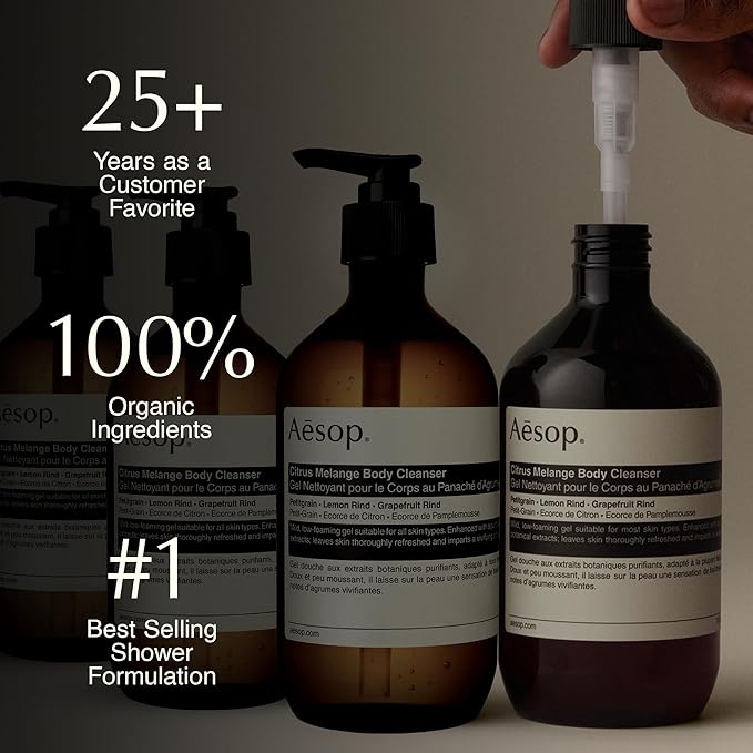 Aesop Citrus Melange Body Cleanser | Low-Foaming Shower Gel with Jasmine and Citrus Essential Oil Blend to Refresh & Hydrate Skin | 500 mL / 16.9 oz