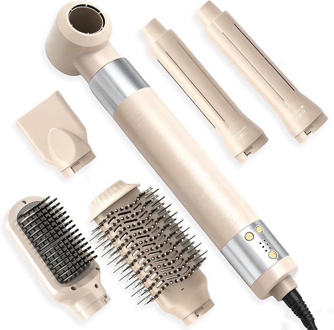 6-in-1 Ionic High-Speed Hair Styler - 110,000 RPM Professional Multi-Styler System with 2 Auto-Curling Barrels - Fast Drying & Volumizing Technology for All Hair Types