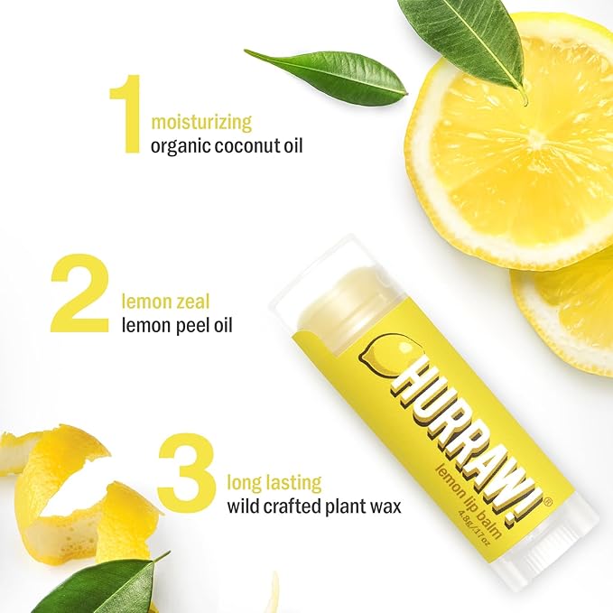 Hurraw! Lemon Lip Balm: Organic, Certified