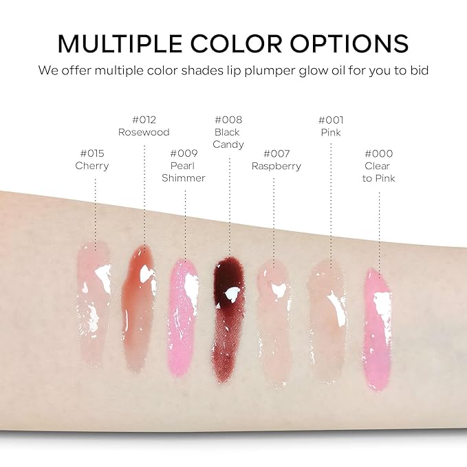 Hydrating Lip Glow Oil, Plumping Moisturizing Lip Oil Gloss, Smooth Lip Lines Plump Lip,Transparent Plumping Clear Glossy Tinted Balm Care 0.2Fl oz #Raspberry