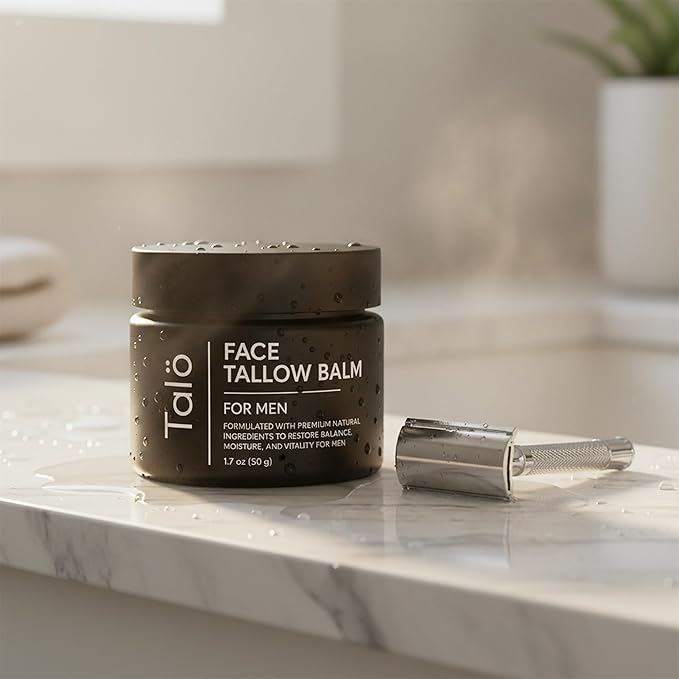 Talö Beef Tallow Moisturizer for Men | 100% Natural Grass Fed Beef Tallow for Face | Rich in Vitamins w/No Fillers & Synthetics | Anti-Aging Face Cream for Dry & Sensitive Skin | 1.7fl. oz jar