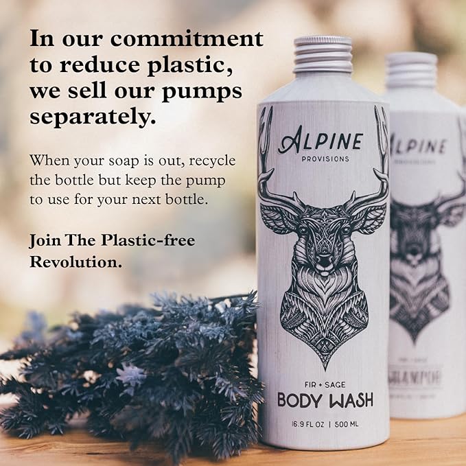 Alpine Provisions Natural & Organic Body Wash with Rosemary & Mint – Moisturizing Shower Gel with Aloe Vera, Coconut Oil & Essential Oils – Vegan, Sulfate-Free, Plastic-Free – 16.9 fl oz