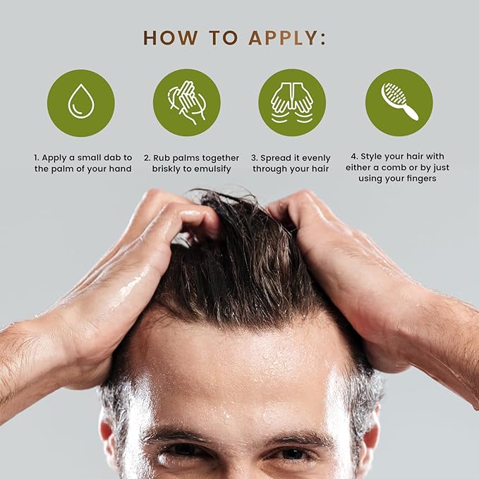 MGA Vegan Hair Pomade - Scalp Rescue Organic Formula for Nourishing Hair | Unisex Hair Product Provides Essential Oils, Brilliant Shine, Deep Hair Conditioning & Prevents Split Ends | Color Safe 2 OZ
