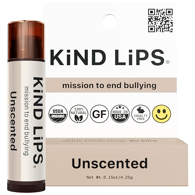 Kind Lips Unscented Organic Lip Balm Fragrance Free Unflavored Natural Moisturizing Lip Care Single Tube