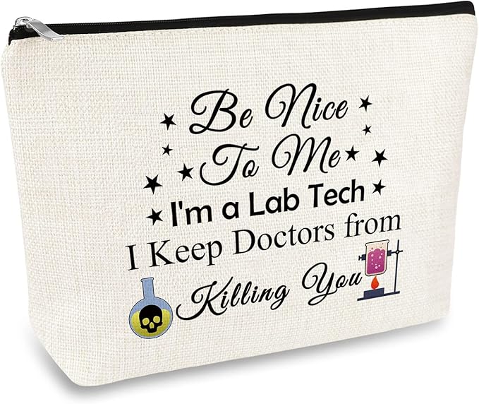 Lab Tech Gift Funny Laboratory Technician Makeup Bag Medical Lab Scientist Gift Cosmetic Bag Science Gifts for Women Nurse Week Gifts for Laboratory Workers Christmas Birthday Present Travel Pouch