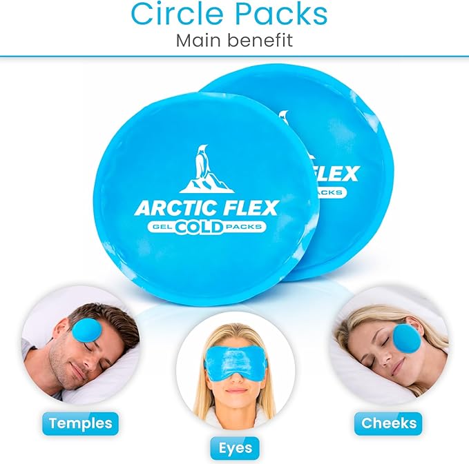 Arctic Flex Cold Eye Mask - Gel Ice Pack for Cool Sleeping, Dry Night Treatment - Reusable Hot Spa Therapy for Sleep, Skin Puffiness, Migraine