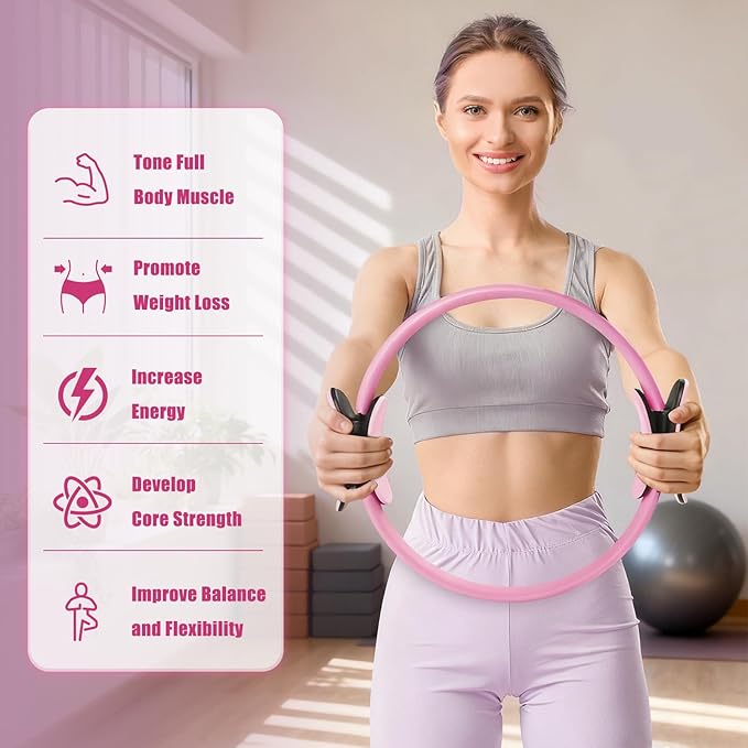 RitFit Pilates Ring Circle - 14 Inch Magic Fitness Circle for Toning Inner & Outer Thighs, Bonus Workout Guide Included