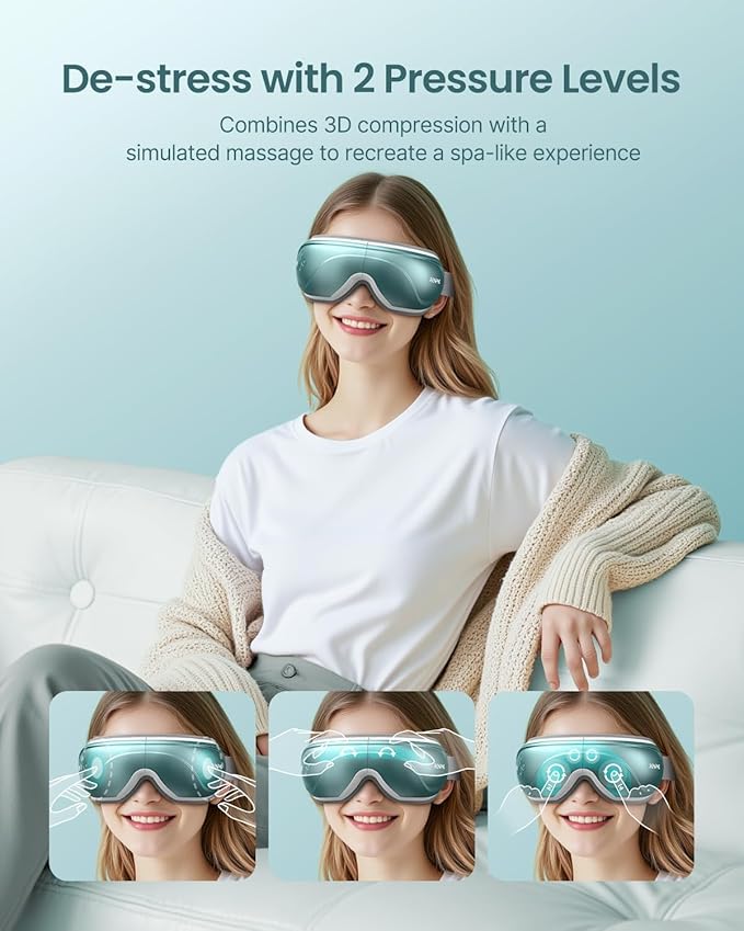 RENPHO Eye Massager with Heat, Valentines Day Gifts Birthday Gifts for Mom Dad Women Men Face Massager, Heated Sleep Mask for Dry Eyes Eyeris 2