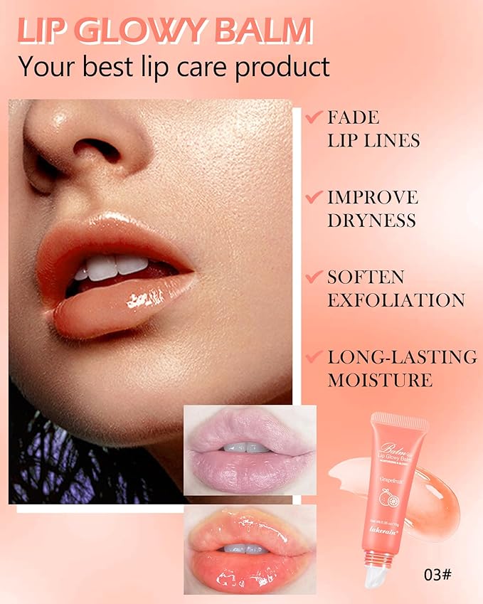 Hydrating Lip Glowy Balm, Ultra-Nourishing Lip Balm-03#Grapefruit