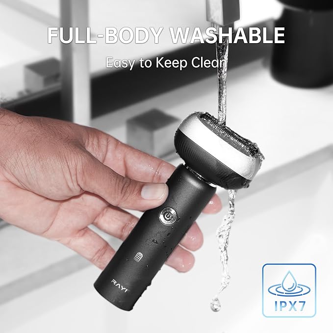Electric Shaver for Men with Floating Arc 3-Blade, 9000 RPM, Magnetic Head, 1 Hour Fast Type-C Charging can Last for 60 Days, IPX7 Waterproof, Skin-Friendly Blade for Smooth Shaving, Black