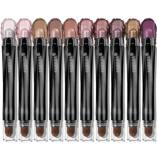 10PCS Eyeshadow Stick Set, Shimmer And Neutral Brown Metallic Eye Shadow sticks,Cream Eyeshadow Pencil Crayon with Smudge-proof & Waterproof,Eye Brightener Stick Makeup Sets