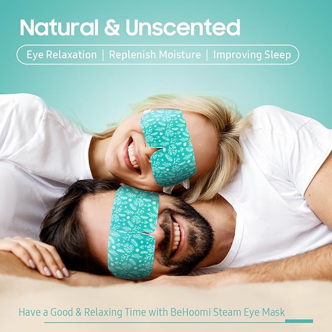 BeHoomi Steam Eye Mask, 10 Packs Heated Eye Mask, Self Heating Disposable SPA Warm Compress for Eyes Sleep Mask, Travel Essentials & Relaxation Gifts, Stocking Stuffers (Unscented)