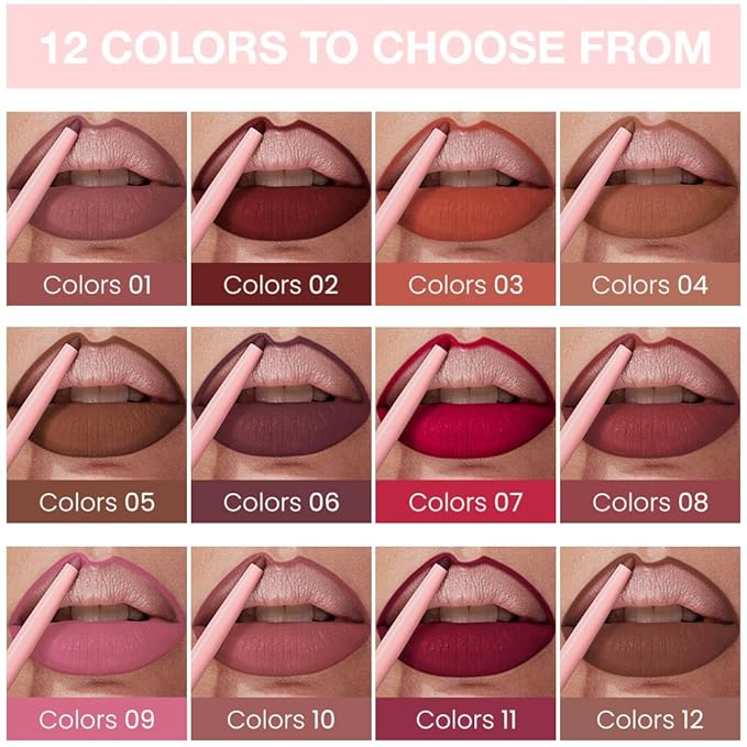 Brown Matte Lip Liner Pencil, Long-Lasting Creamy Formula for Shaping & Sculpting Lips, Retractable Lip Liner Crayon Lipstick 05#