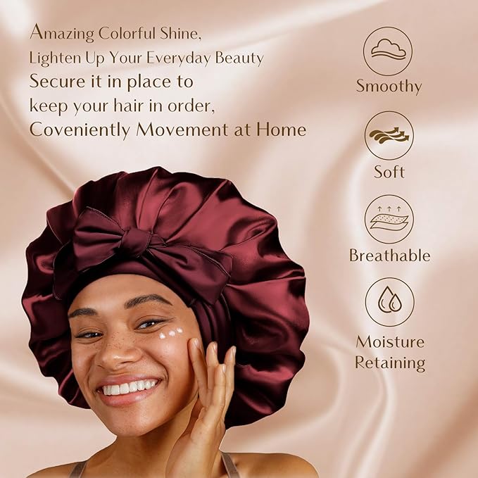 YANIBEST Adjustable Silk Bonnet for Sleeping Women Double Layer Satin Bonnet Reduce Friction Prevent Frizz Curly Hair