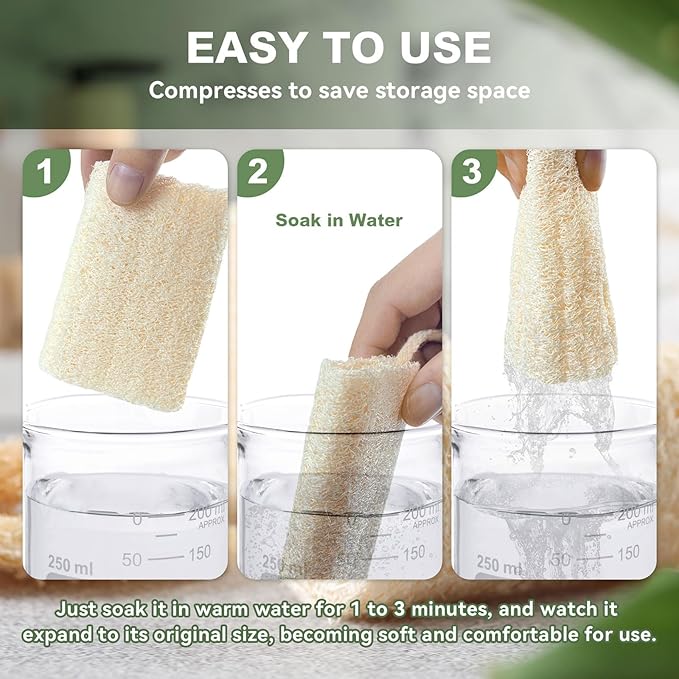 Natural Loofah Body Scrubber Set,4" Organic Loofa 4 Pack for Exfoliating, Shower loofah for Men and Women, Bath Cleaning Skin Back Face,Eco-Friendly Tool,Bath Sponges for Exfoliating Body Scrubbing