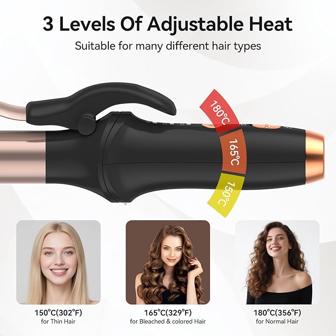 Cordless Curling Iron Hair Curler: Mini USB Rechargeable 4000 mAh 3 Temp Setting Travel Portable 200 Million Negative Ion for Long Short Hair