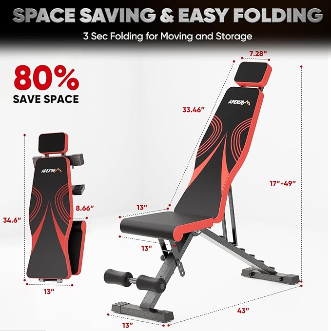 APEXUP Adjustable Weight Bench