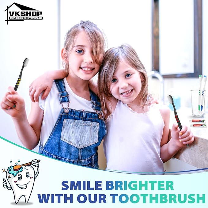 100 Pack Disposable Toothbrush with Toothpaste Set, Individually Wrapped Travel Toothbrushes for Adults & Kids, Portable Soft Bristle Kit for Camping, Hotel, Emergency Use (Black, 5g)